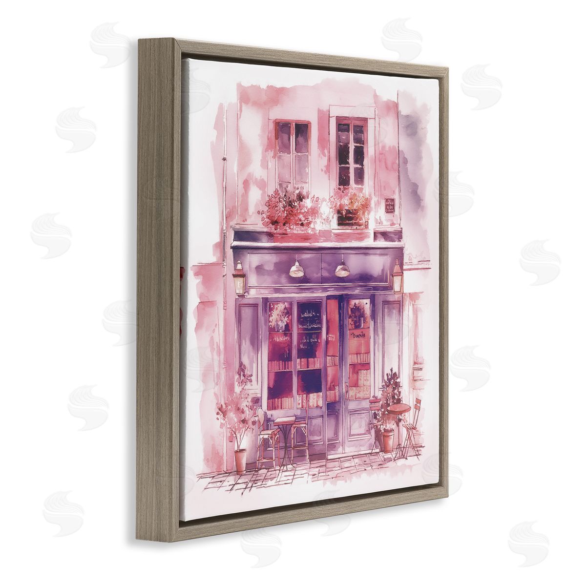 Steve Hunziker Pink Bistro Café Brown Floating Frame Canvas Wall Art Print