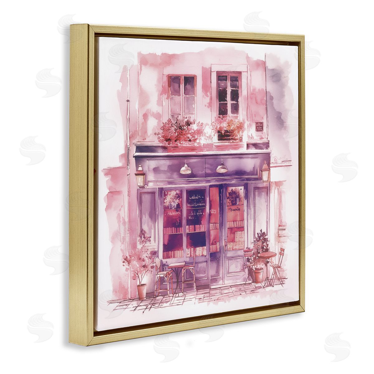 Steve Hunziker Pink Bistro Café Gold Floating Frame Canvas Wall Art Print