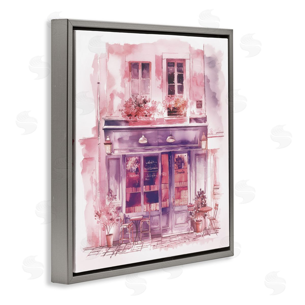 Steve Hunziker Pink Bistro Café Gray Floating Frame Canvas Wall Art Print