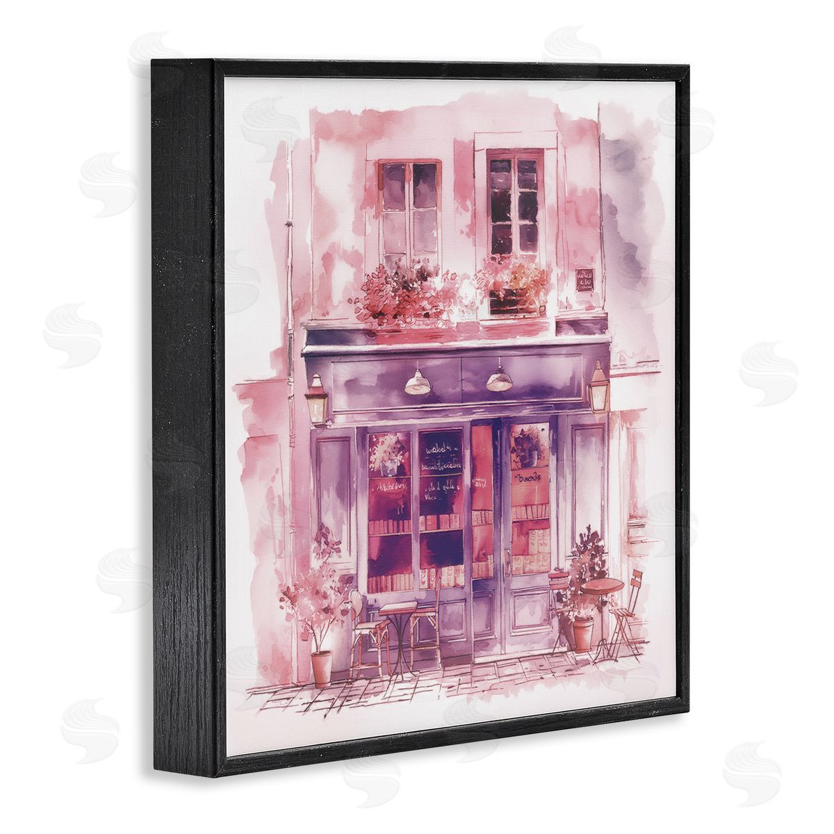 Steve Hunziker Pink Bistro Café Black Framed Giclee Wall Art Print