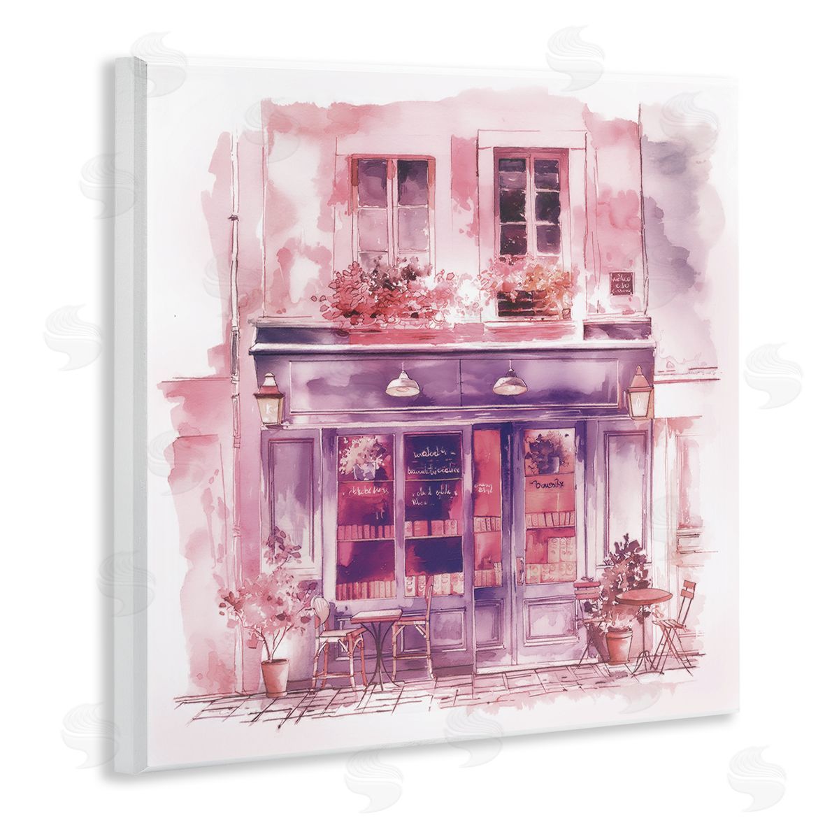 Steve Hunziker Pink Bistro Café Wooden Wall Plaque Art Print