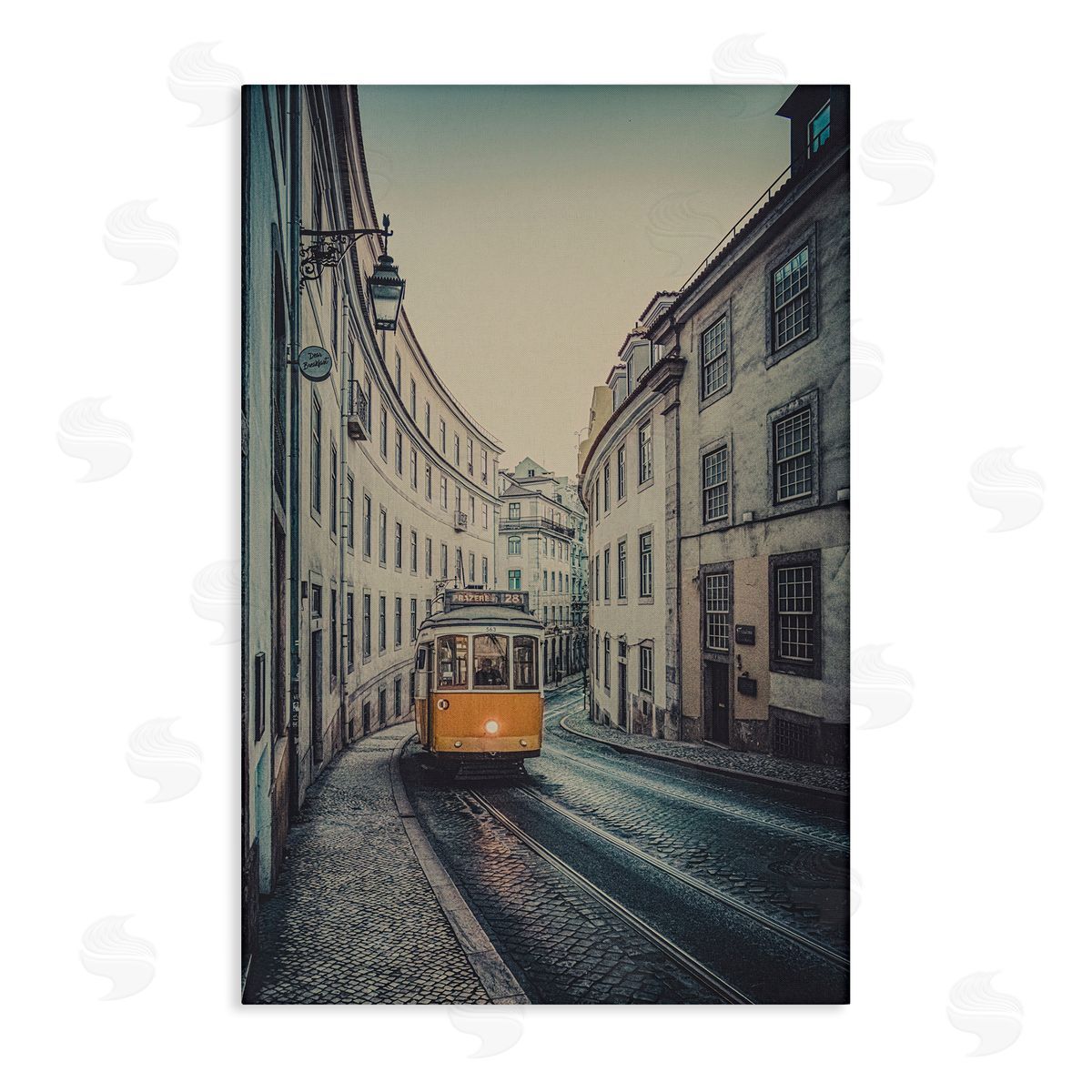 Trolley Car Cityscape Canvas Wall Art, Home Decor by Erin Marie
