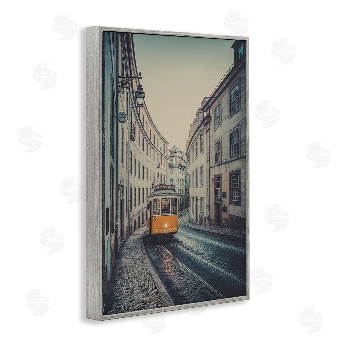 Trolley Car Cityscape Grey Frame Print Wall Art, Home Decor by Erin Marie