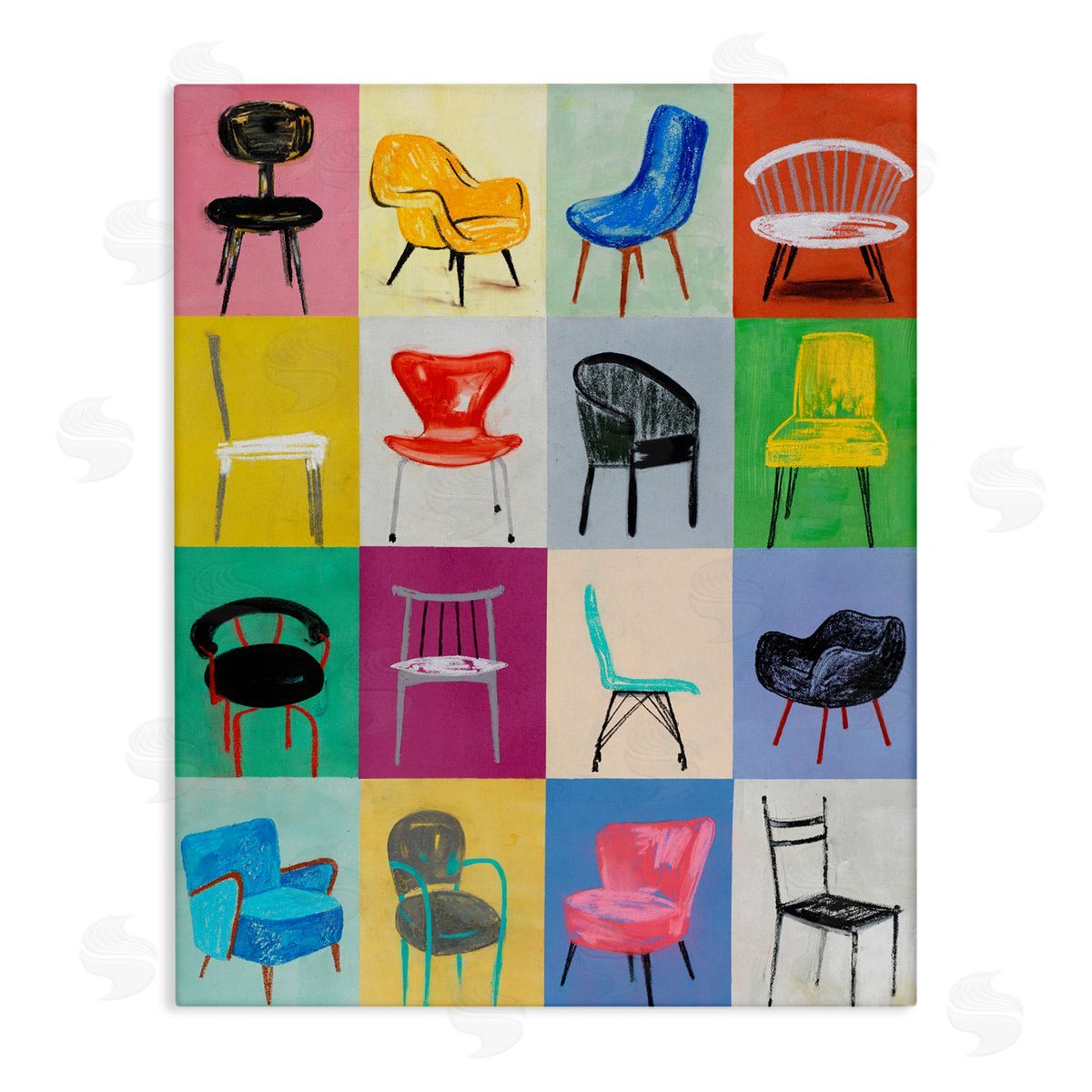 Lorenzo Collective Bright Modern Chairs Canvas Wall Art Print