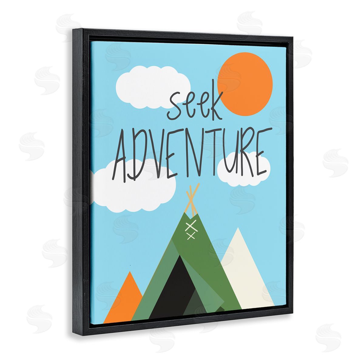 SD Graphics Studio Seek Adventure with Tent Black Floating Frame Canvas Wall Art Print