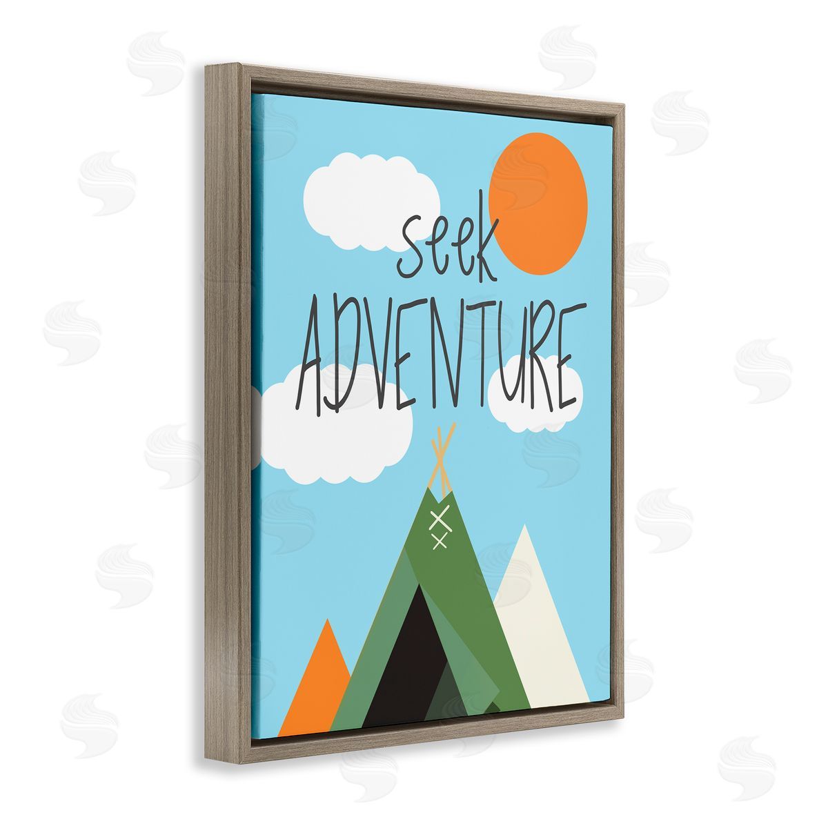 SD Graphics Studio Seek Adventure with Tent Brown Floating Frame Canvas Wall Art Print