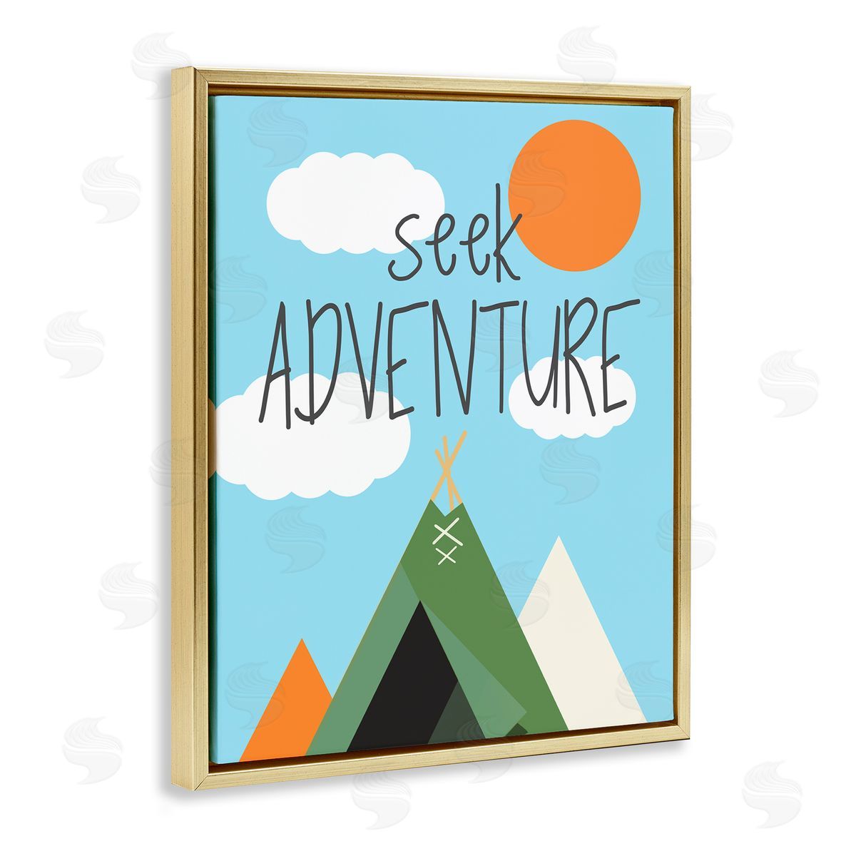 SD Graphics Studio Seek Adventure with Tent Gold Floating Frame Canvas Wall Art Print