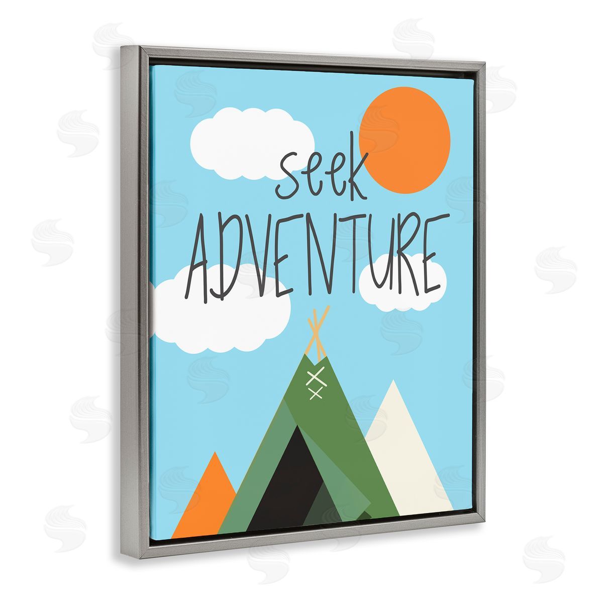 SD Graphics Studio Seek Adventure with Tent Gray Floating Frame Canvas Wall Art Print