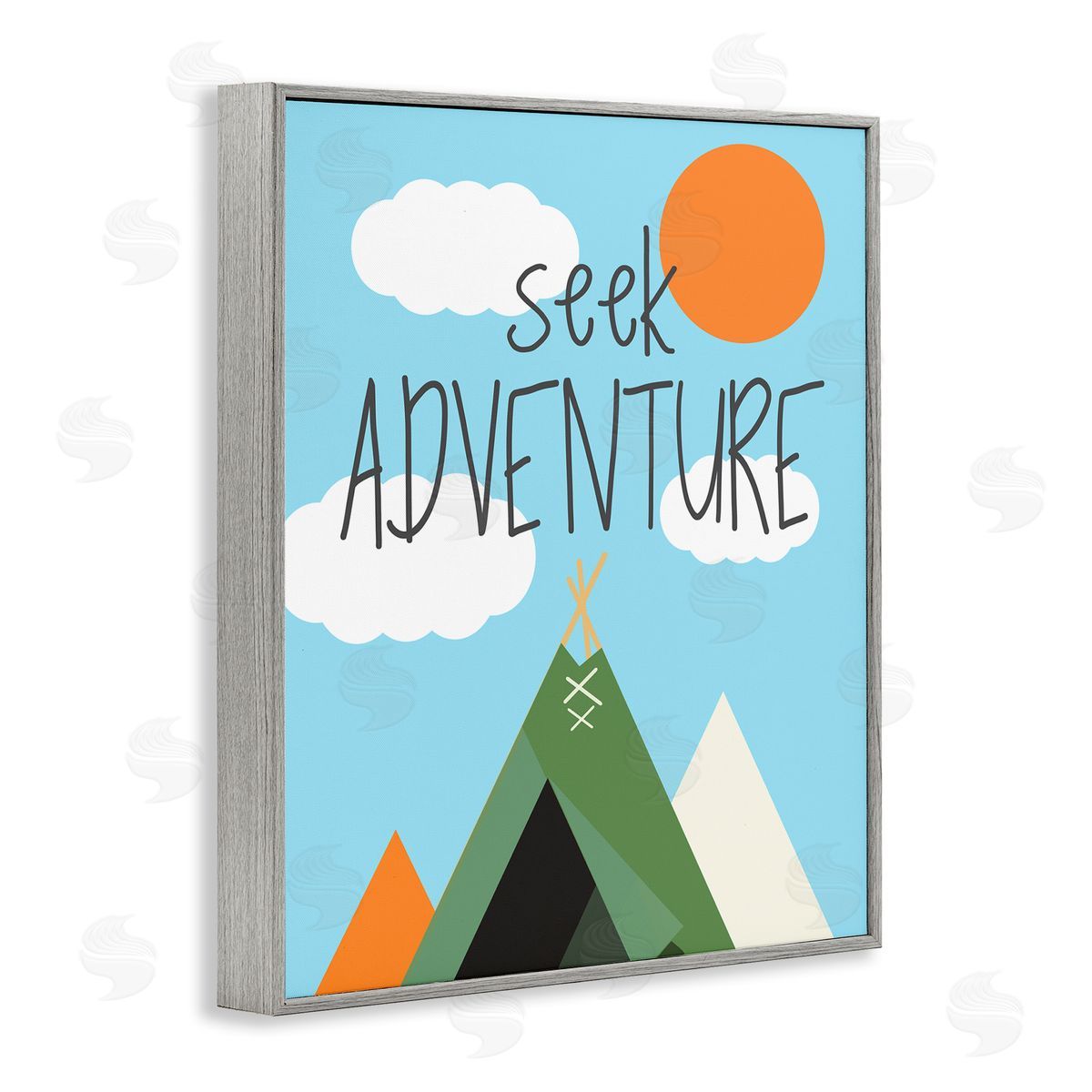 SD Graphics Studio Seek Adventure with Tent Gray Framed Giclee Wall Art Print