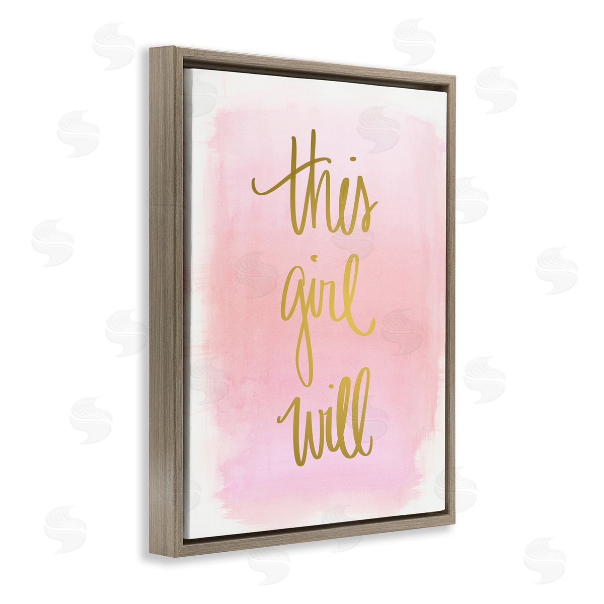 Anna Quach This Girl Will on Pink Brown Floating Frame Canvas Wall Art Print