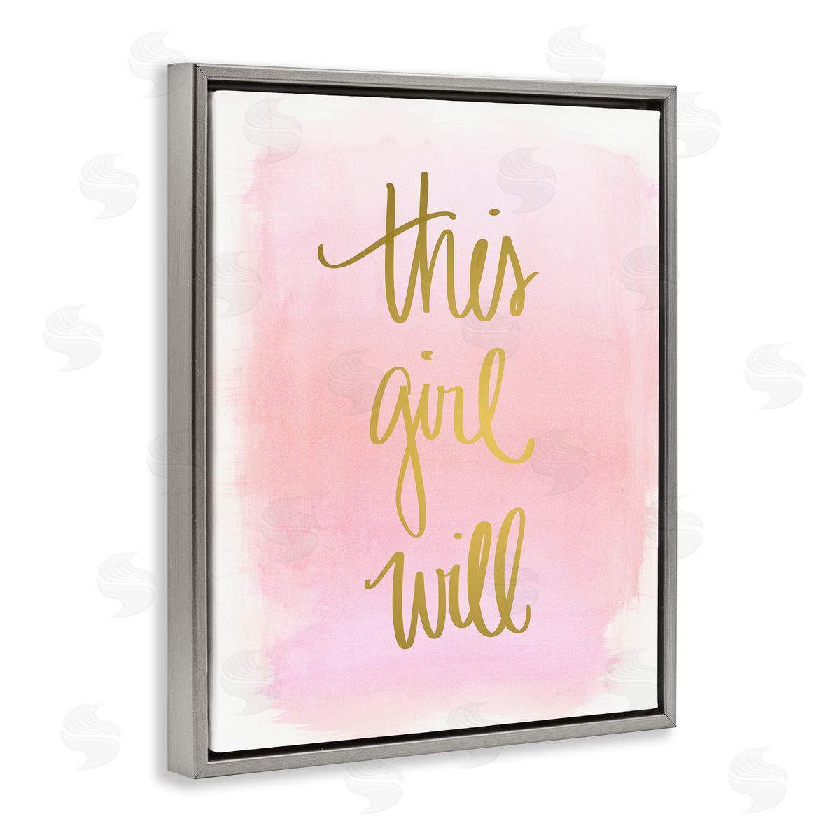 Anna Quach This Girl Will on Pink Gray Floating Frame Canvas Wall Art Print