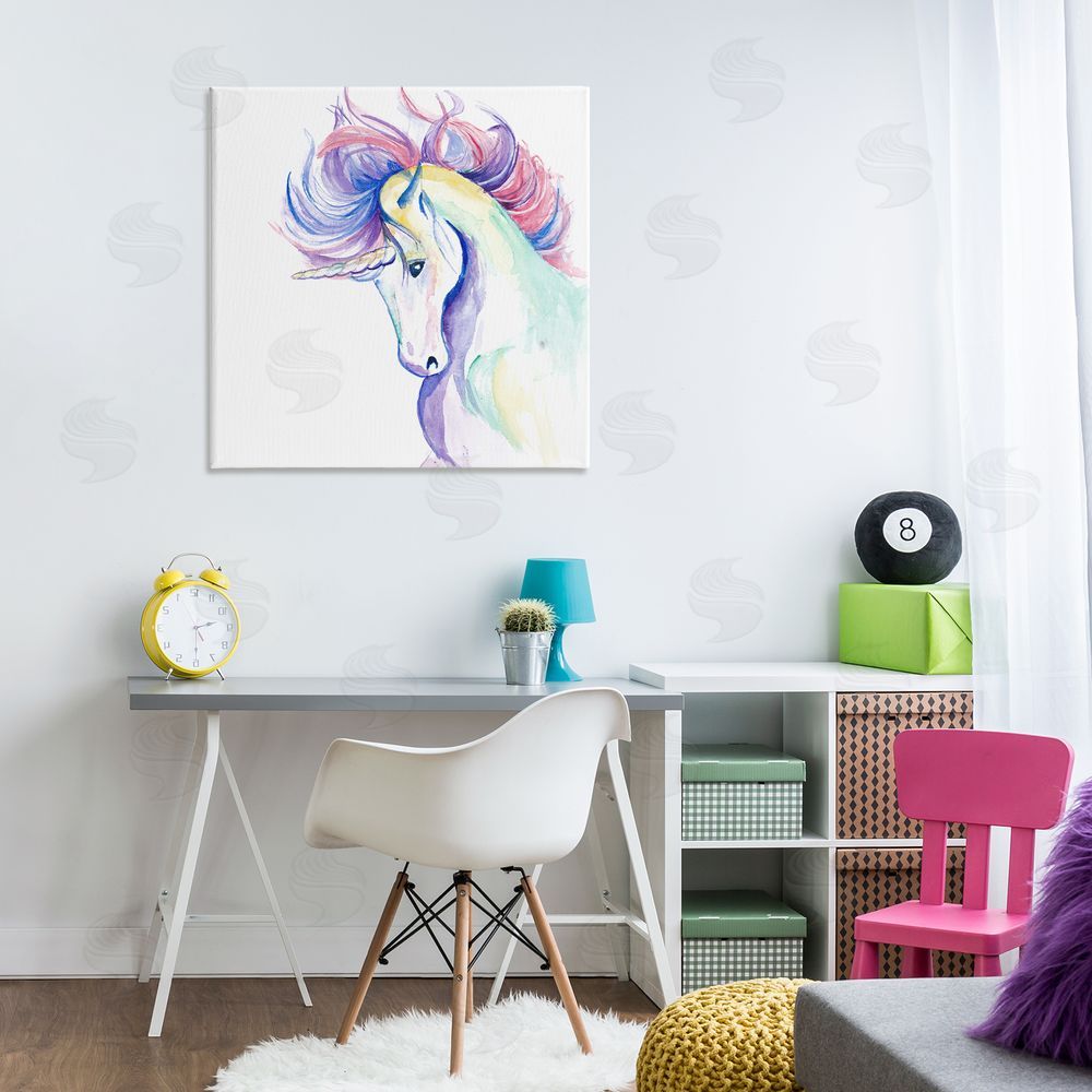 Chelsea Goodrich Windblown Mane Unicorn Canvas Wall Art Print in Room