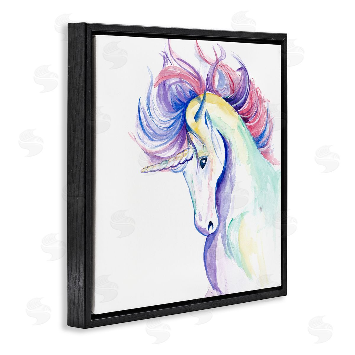 Chelsea Goodrich Windblown Mane Unicorn Black Floating Frame Canvas Wall Art Print
