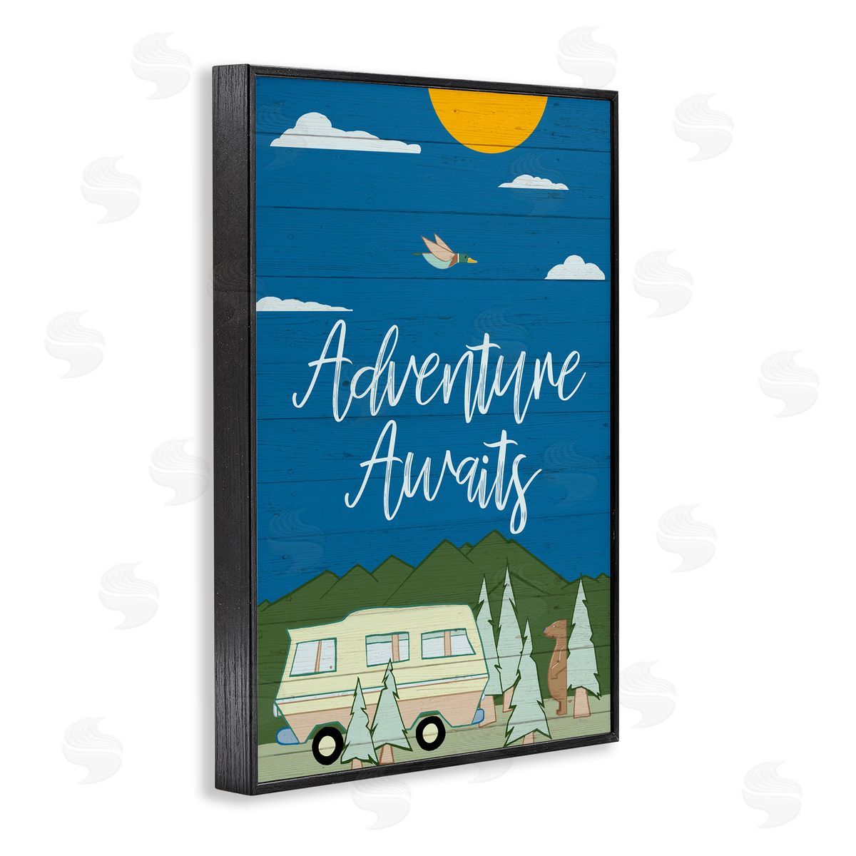 Adventure Awaits Landscape Black Frame Print Wall Art, Home Decor by Hugo Edwins