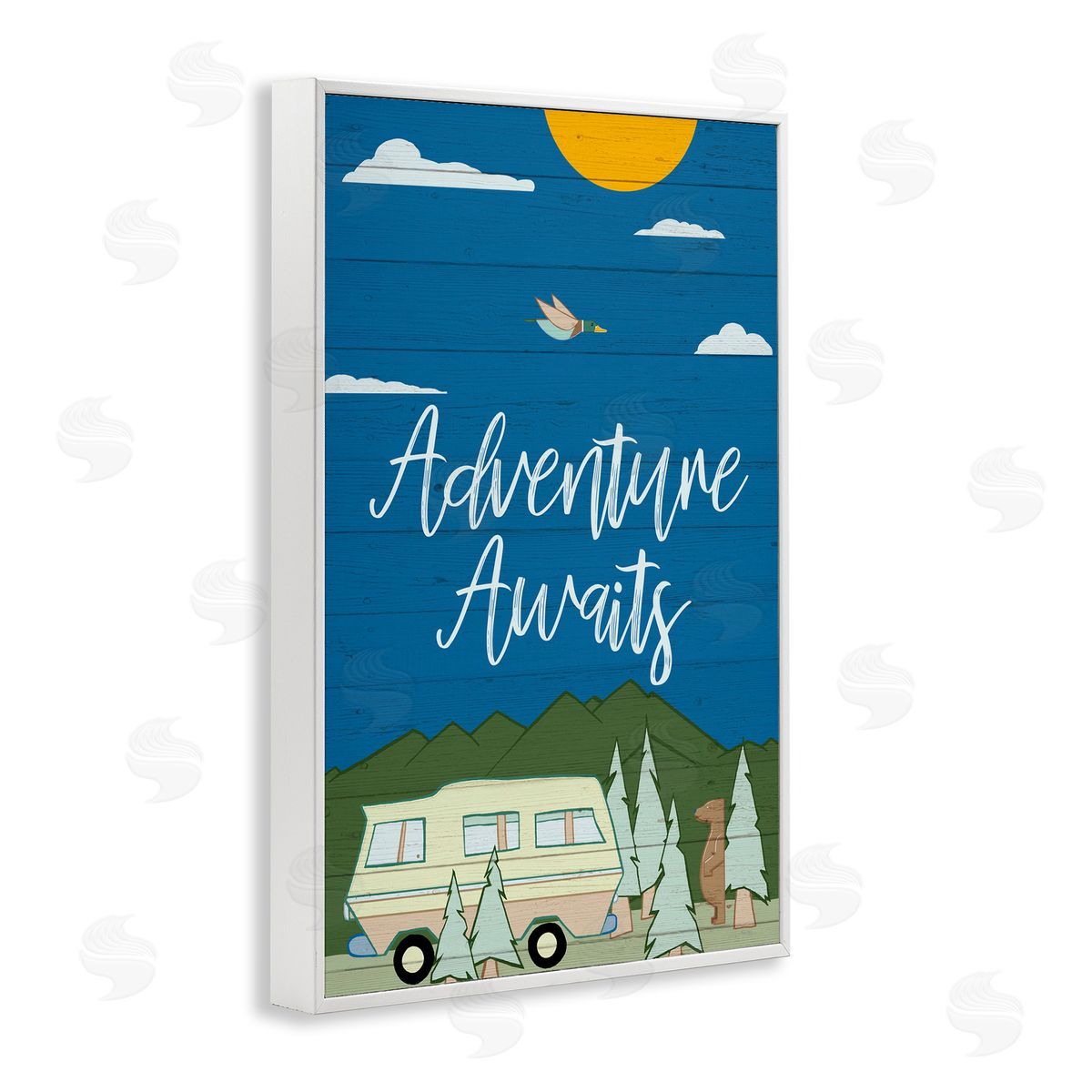 Adventure Awaits Landscape White Frame Print Wall Art, Home Decor by Hugo Edwins