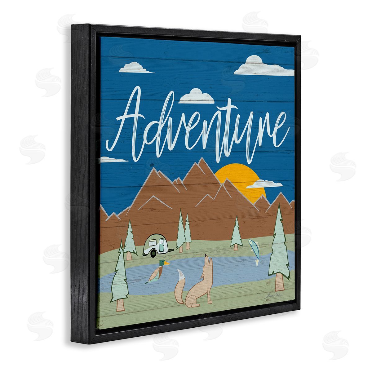 Hugo Edwins Rustic Adventure Landscape Black Floating Frame Canvas Wall Art Print