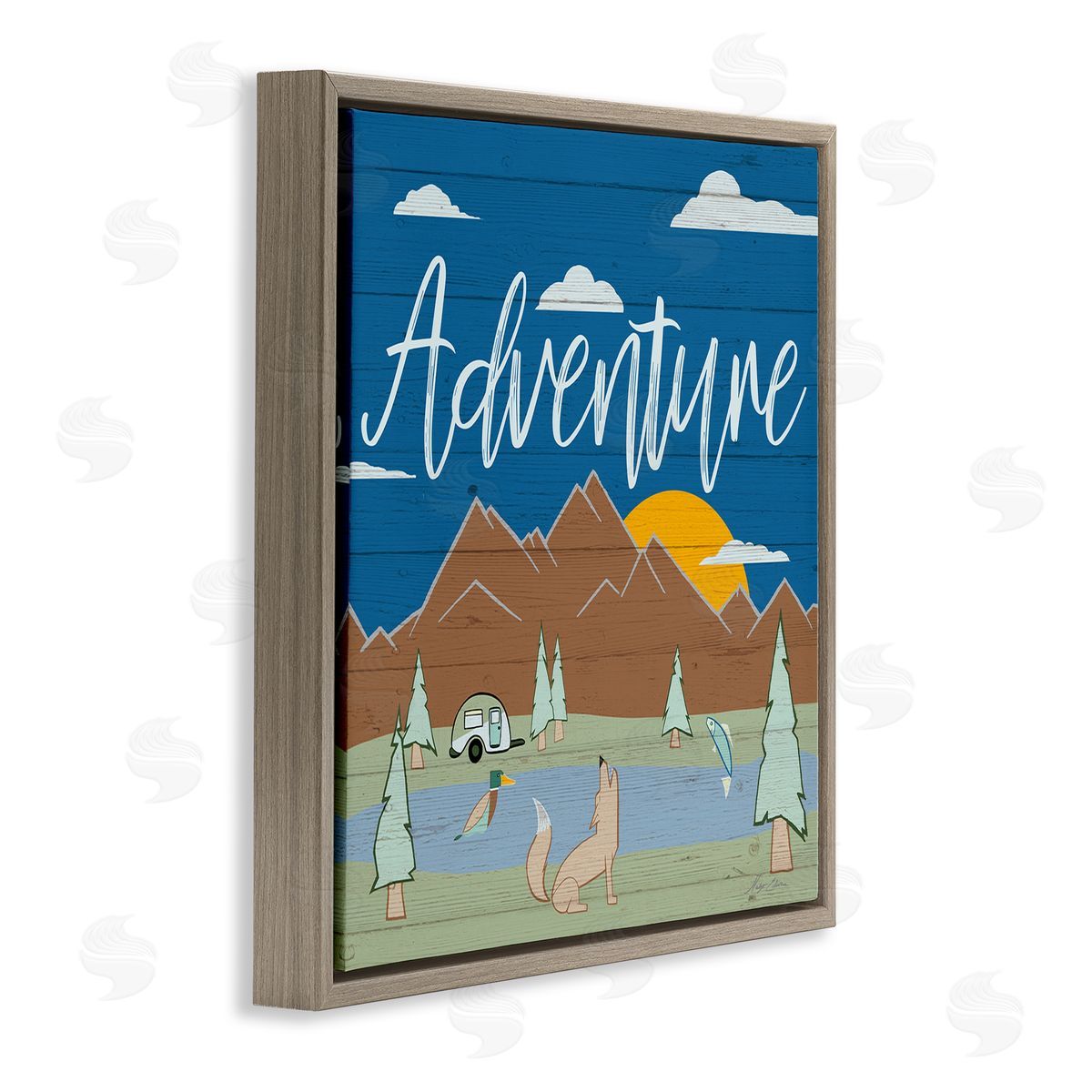 Hugo Edwins Rustic Adventure Landscape Brown Floating Frame Canvas Wall Art Print