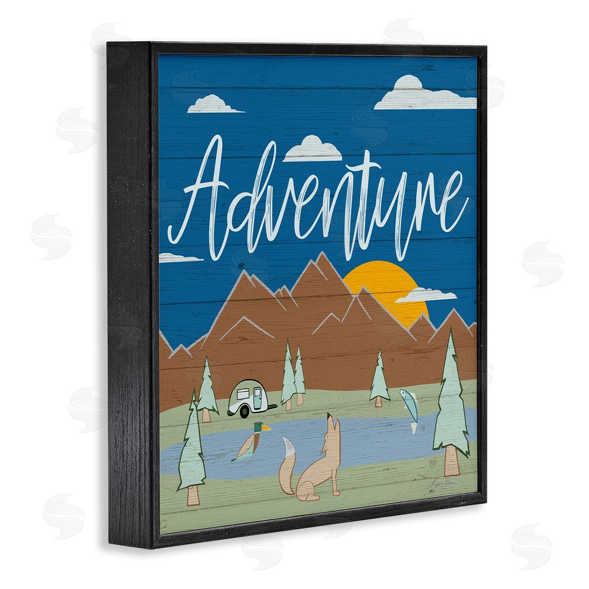 Hugo Edwins Rustic Adventure Landscape Black Framed Giclee Wall Art Print