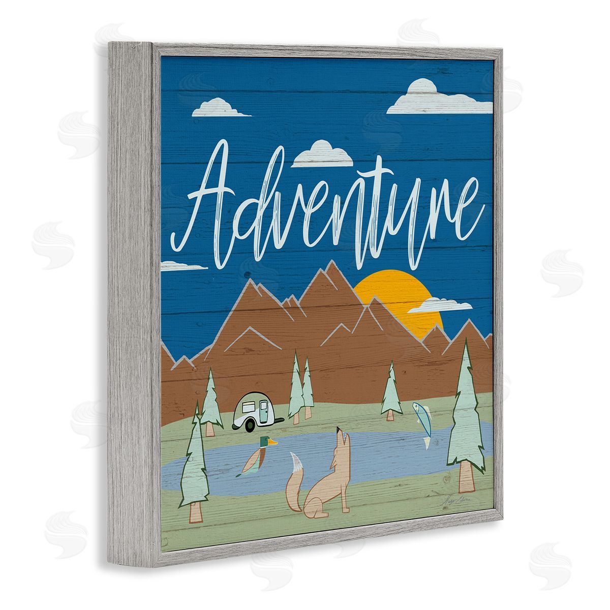 Hugo Edwins Rustic Adventure Landscape Gray Framed Giclee Wall Art Print