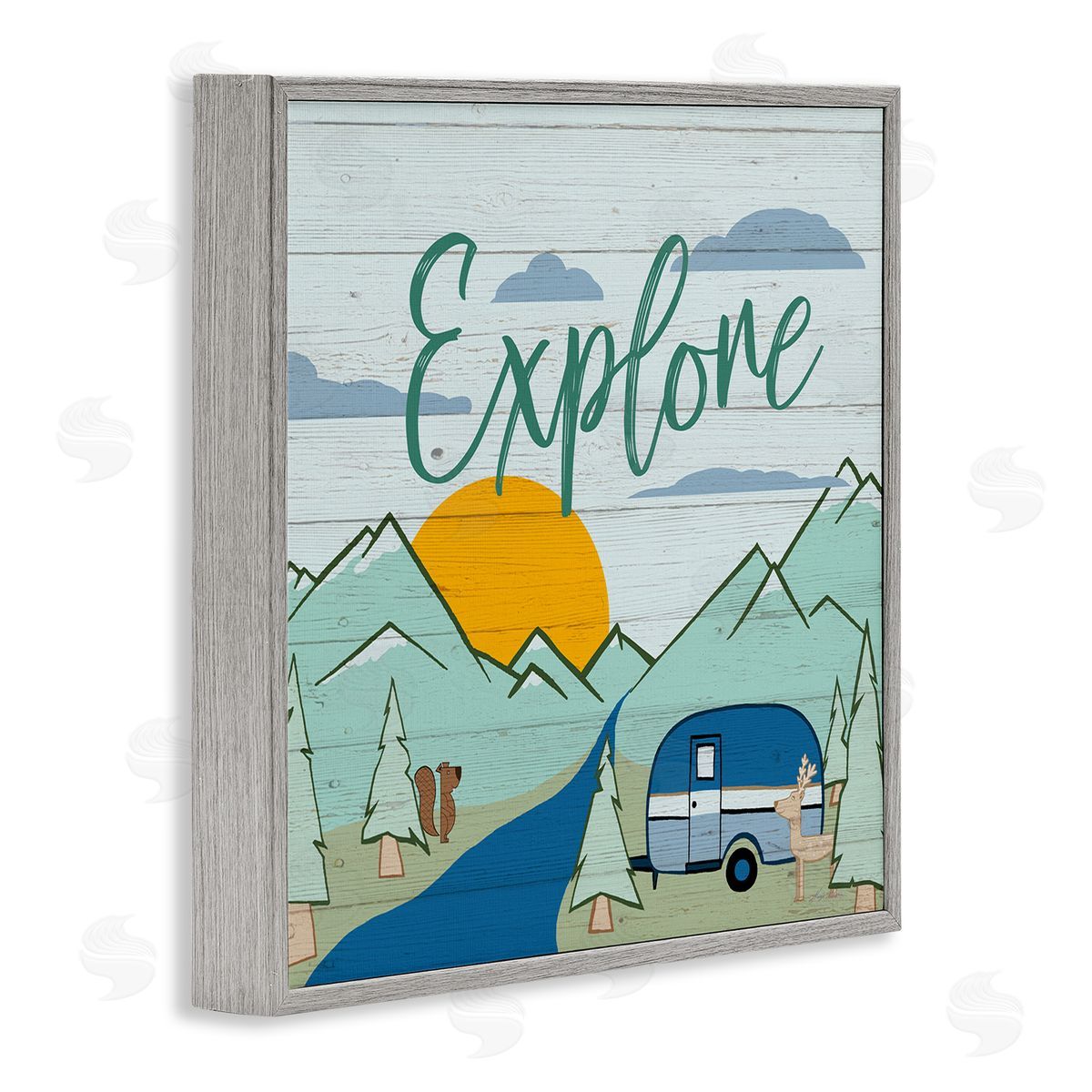 Hugo Edwins Explore Rustic Adventure Gray Framed Giclee Wall Art Print