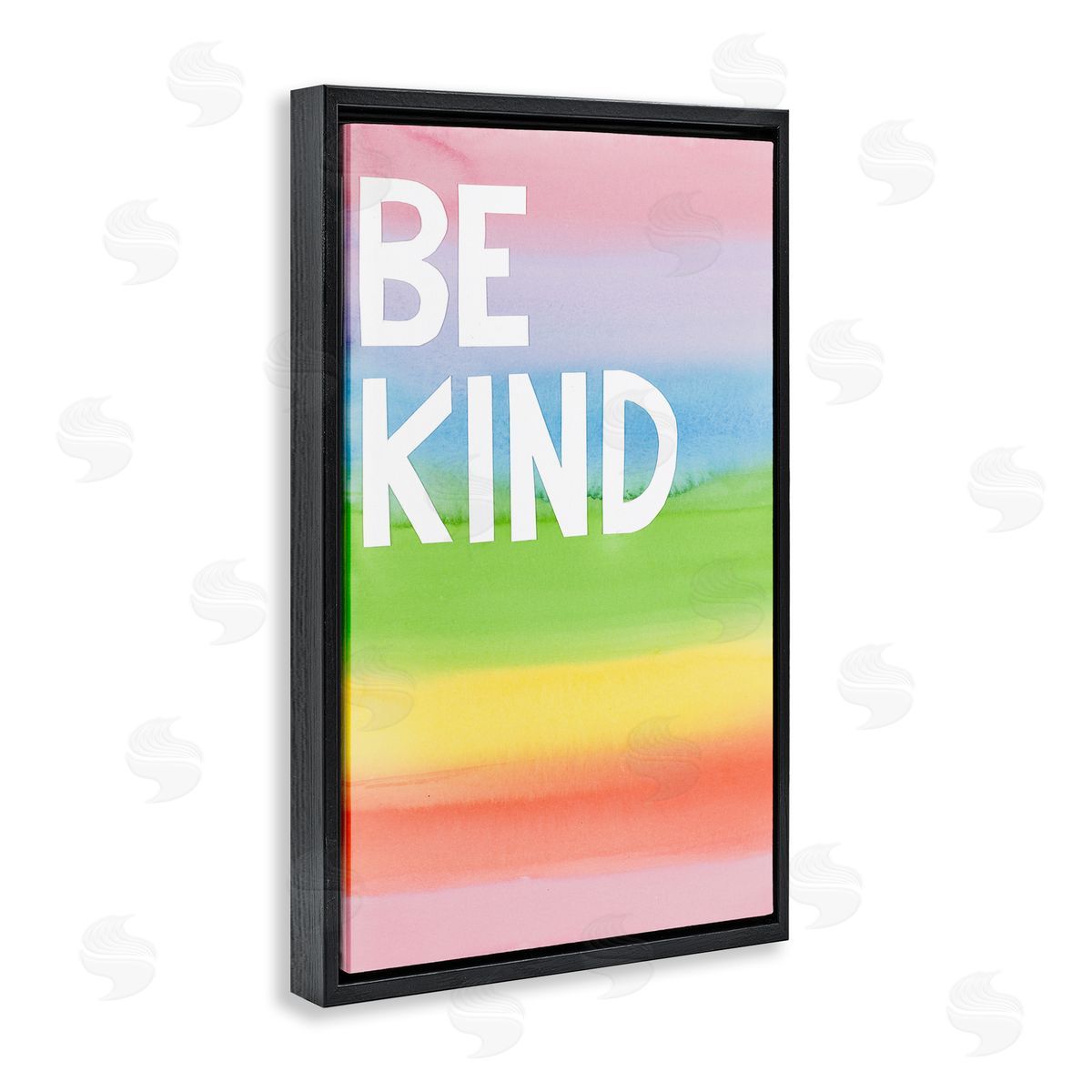 Be Kind Ombre Rainbow Black Floating Frame Canvas Wall Art, Home Decor by Jen Bucheli
