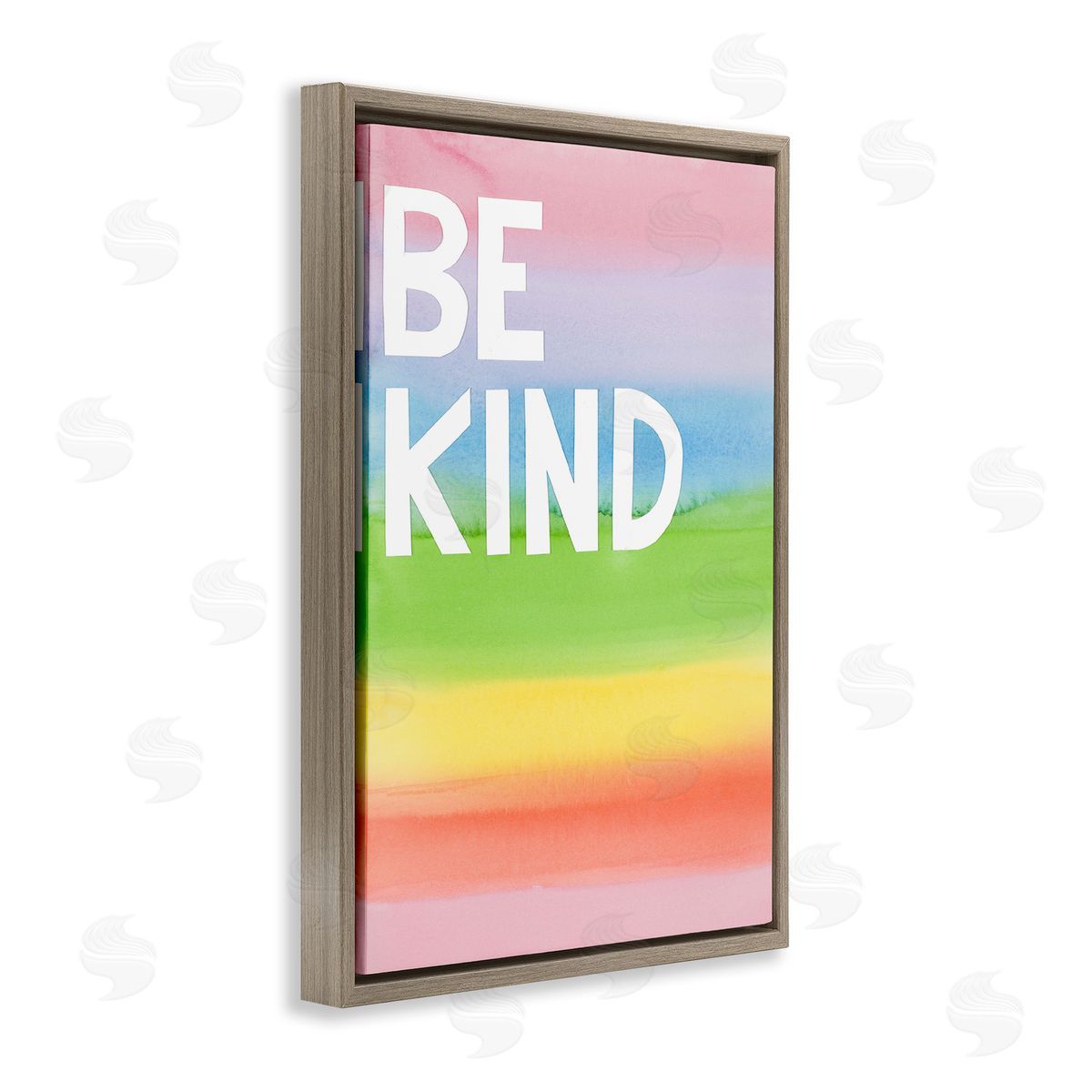 Be Kind Ombre Rainbow Brown Floating Frame Canvas Wall Art, Home Decor by Jen Bucheli