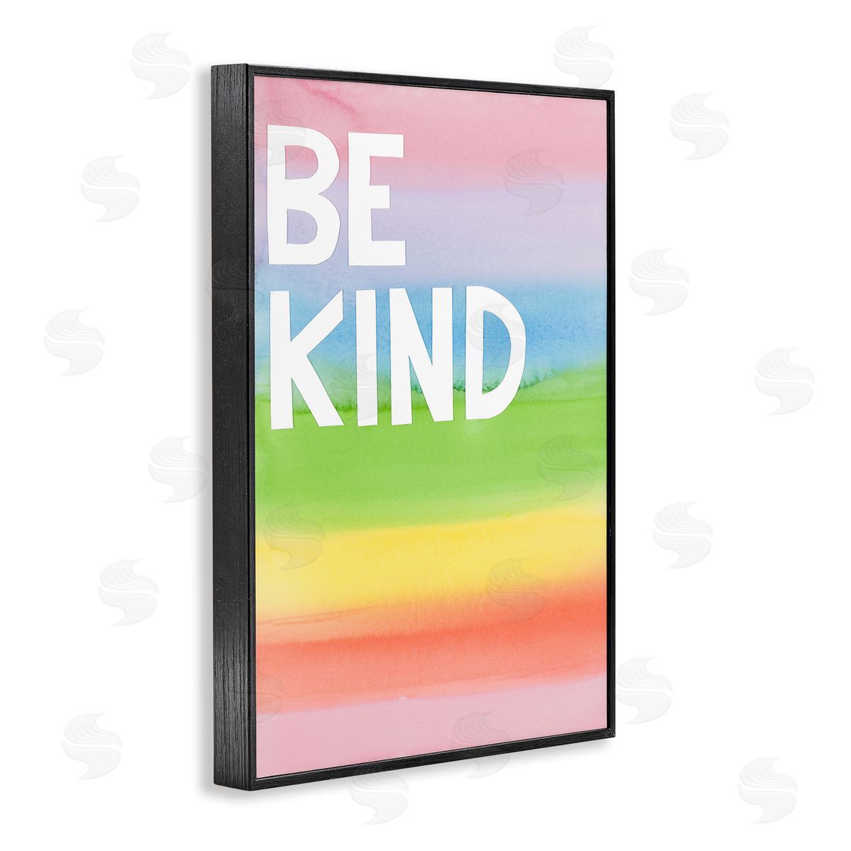 Be Kind Ombre Rainbow Black Frame Print Wall Art, Home Decor by Jen Bucheli