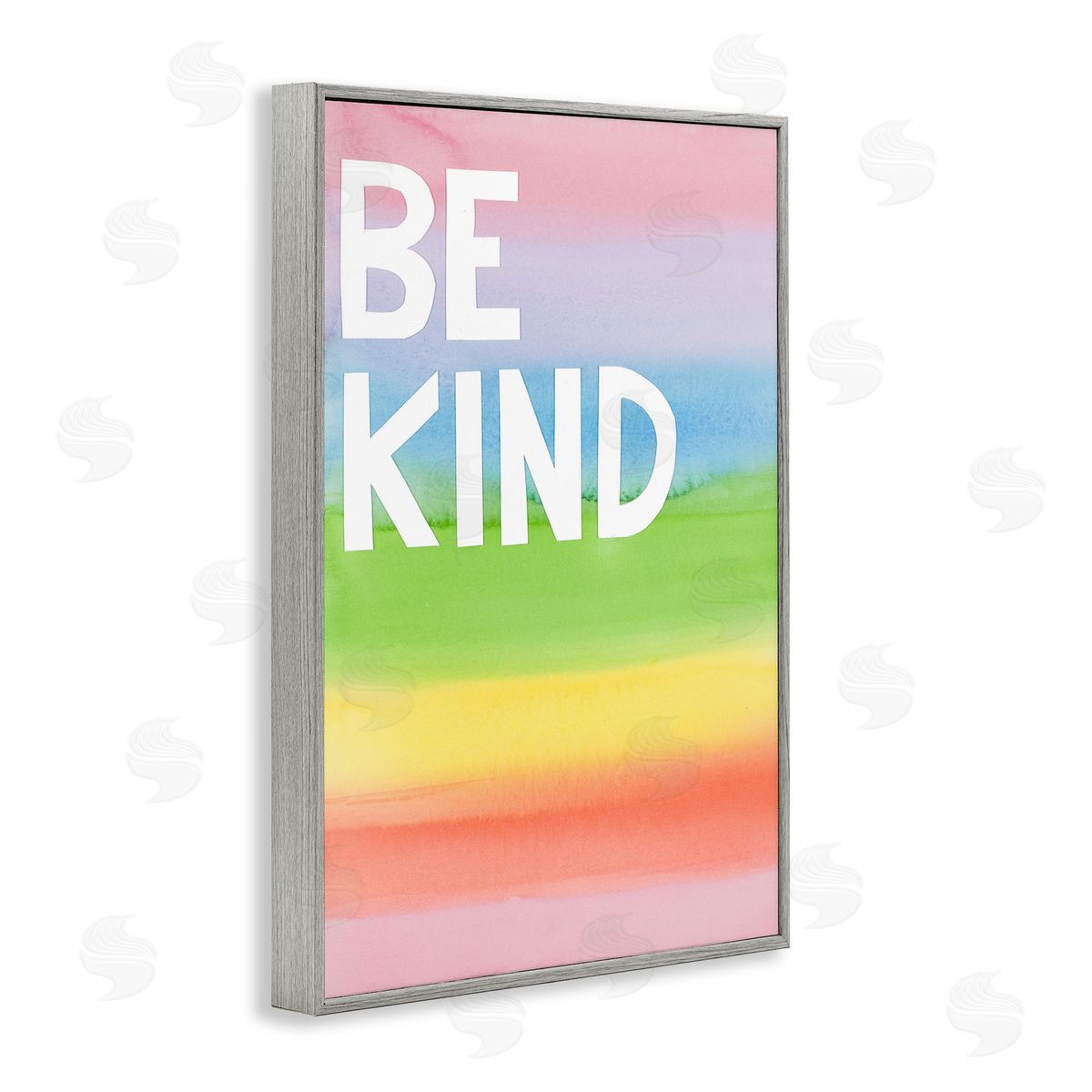 Be Kind Ombre Rainbow Grey Frame Print Wall Art, Home Decor by Jen Bucheli