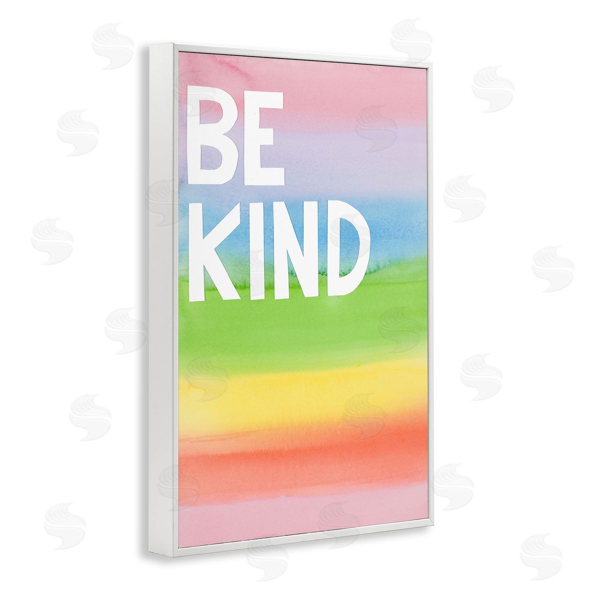 Be Kind Ombre Rainbow White Frame Print Wall Art, Home Decor by Jen Bucheli