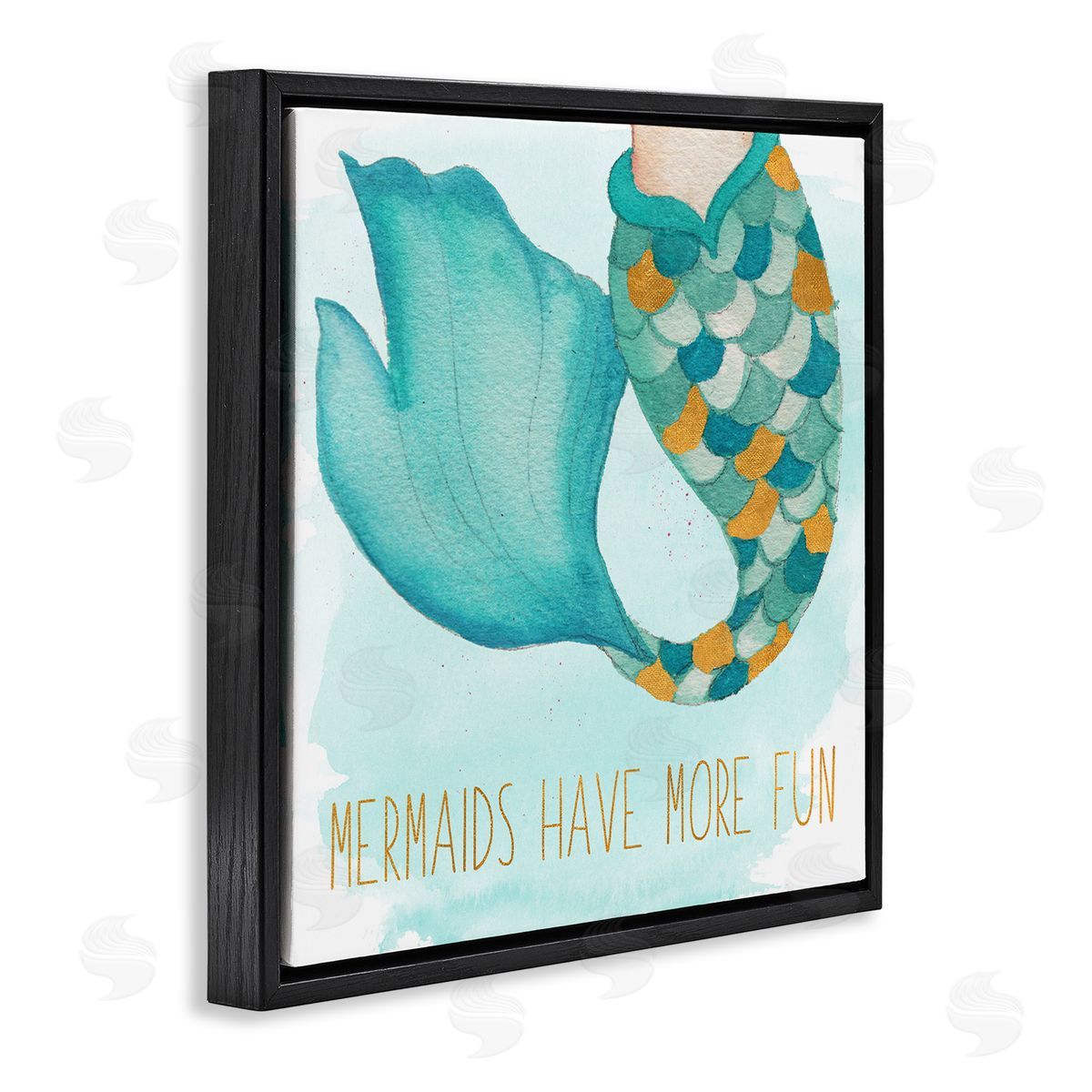 Elizabeth Medley Mermaids Have Fun Black Floating Frame Canvas Wall Art Print
