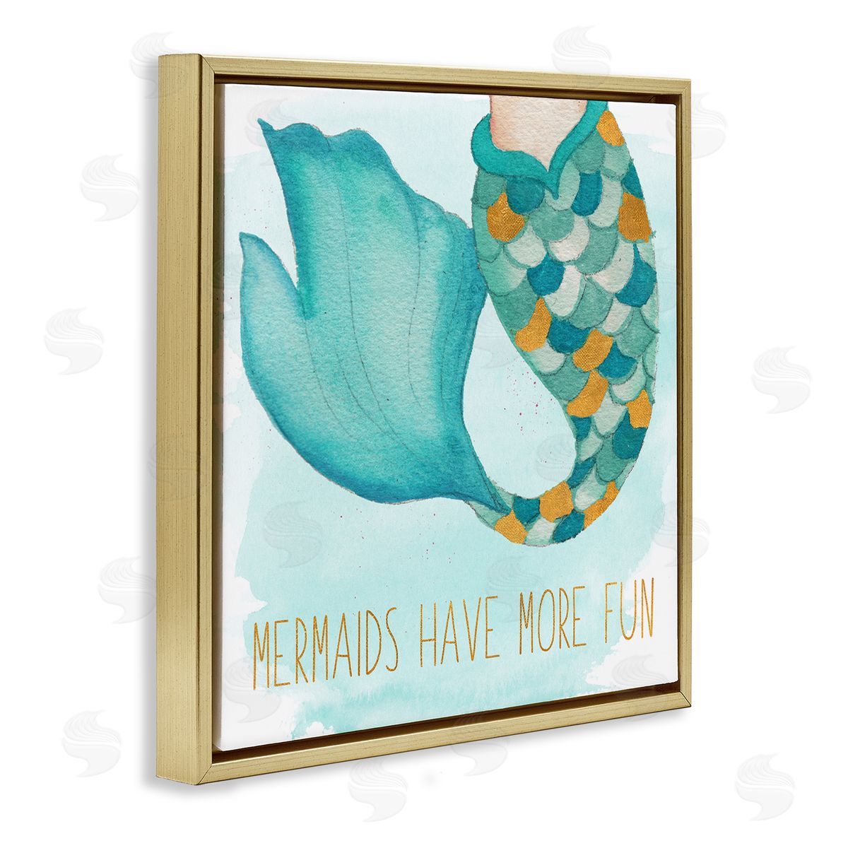 Elizabeth Medley Mermaids Have Fun Gold Floating Frame Canvas Wall Art Print