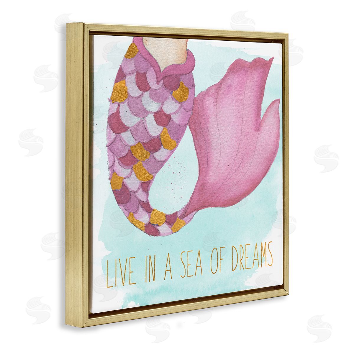 Elizabeth Medley Sea Of Dreams Mermaid Gold Floating Frame Canvas Wall Art Print