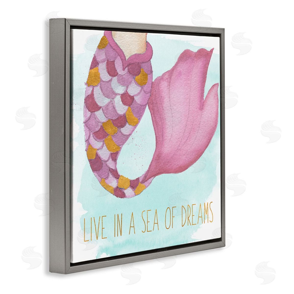 Elizabeth Medley Sea Of Dreams Mermaid Gray Floating Frame Canvas Wall Art Print