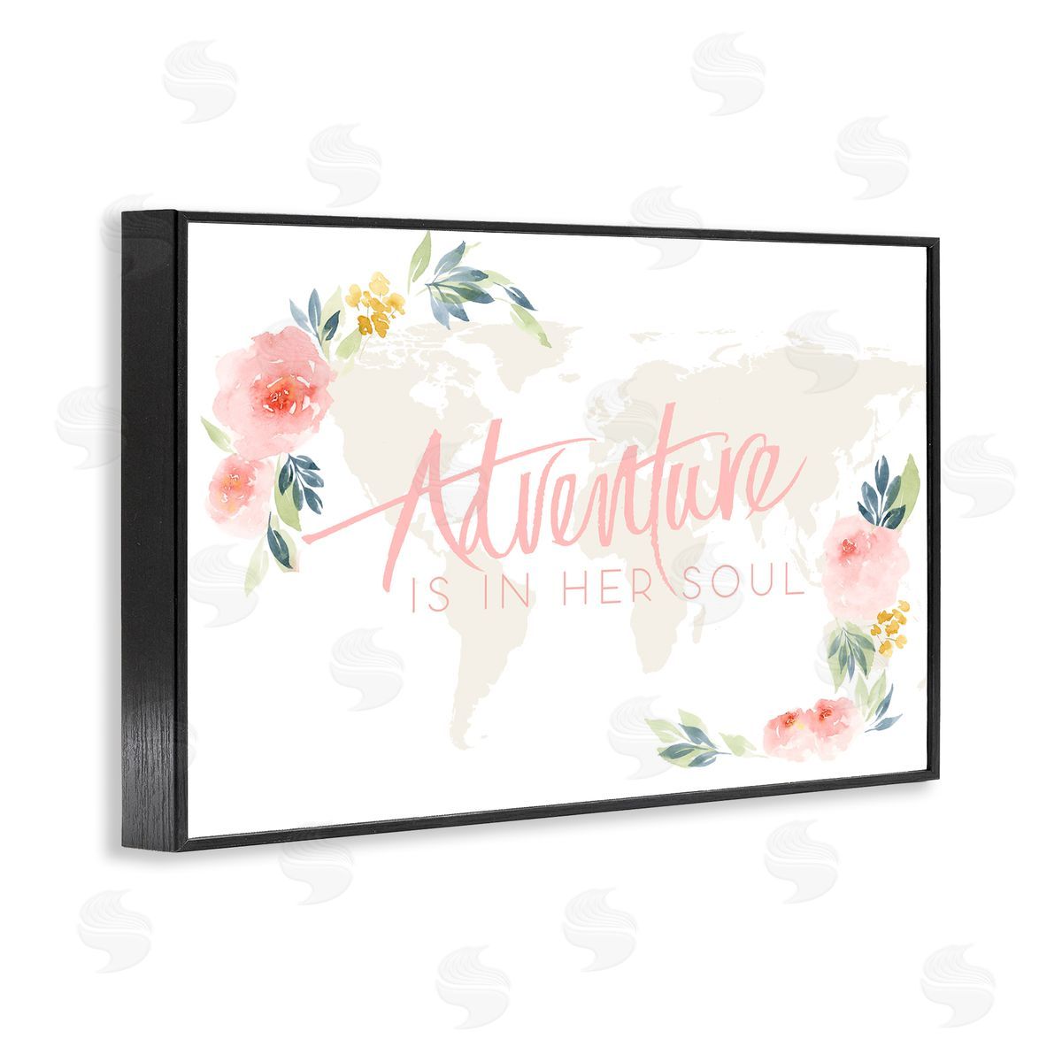 Lucille Price Floral Girl's Adventure Black Framed Giclee Wall Art Print