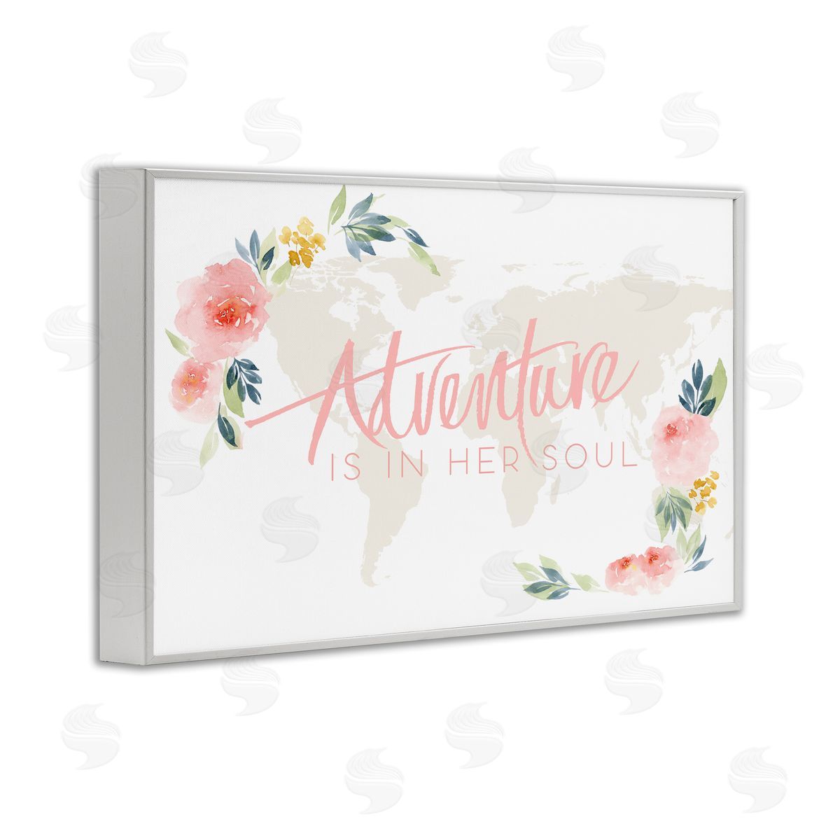 Lucille Price Floral Girl's Adventure White Framed Giclee Wall Art Print