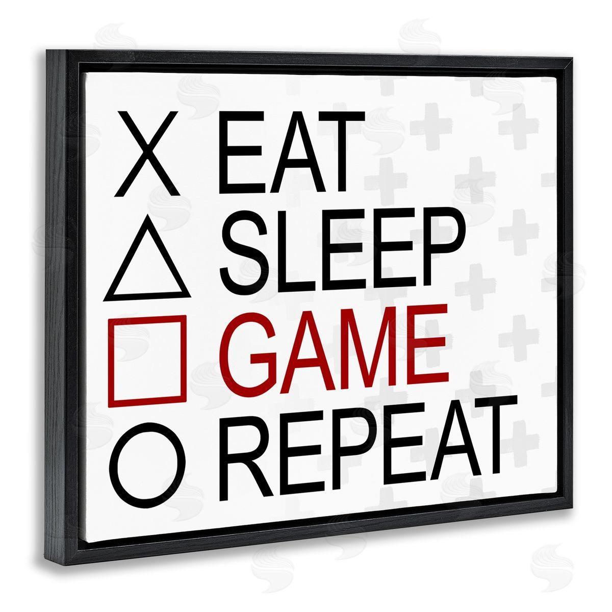 SD Graphics Studio Gamer Button Shapes Black Floating Frame Canvas Wall Art Print