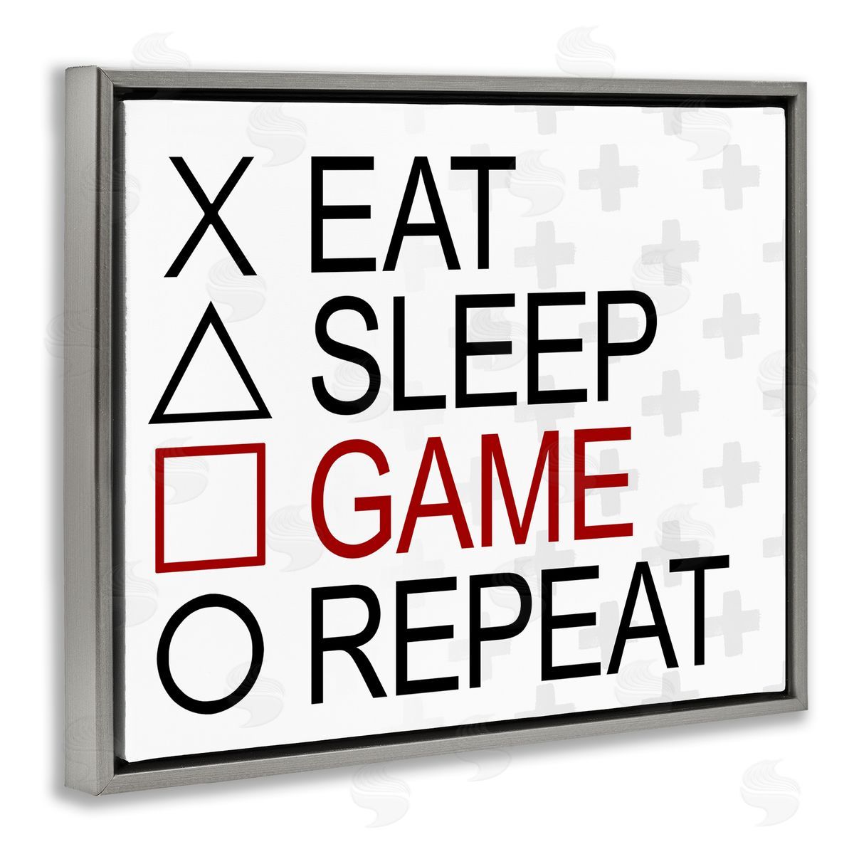 SD Graphics Studio Gamer Button Shapes Gray Floating Frame Canvas Wall Art Print