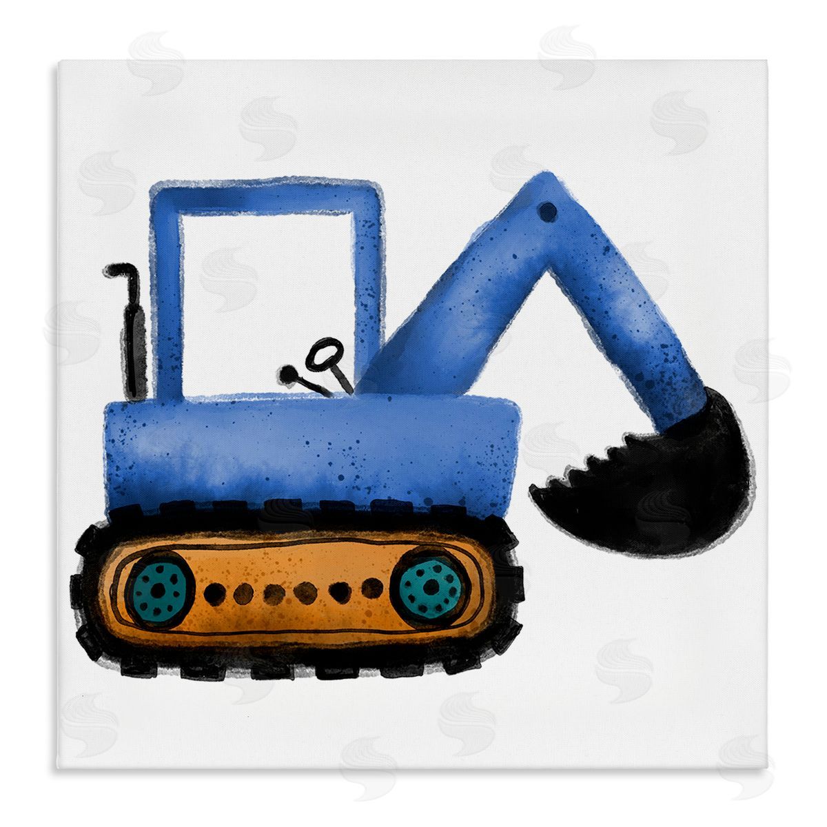 Elizabeth Medley Blue Simple Bulldozer Canvas Wall Art Print