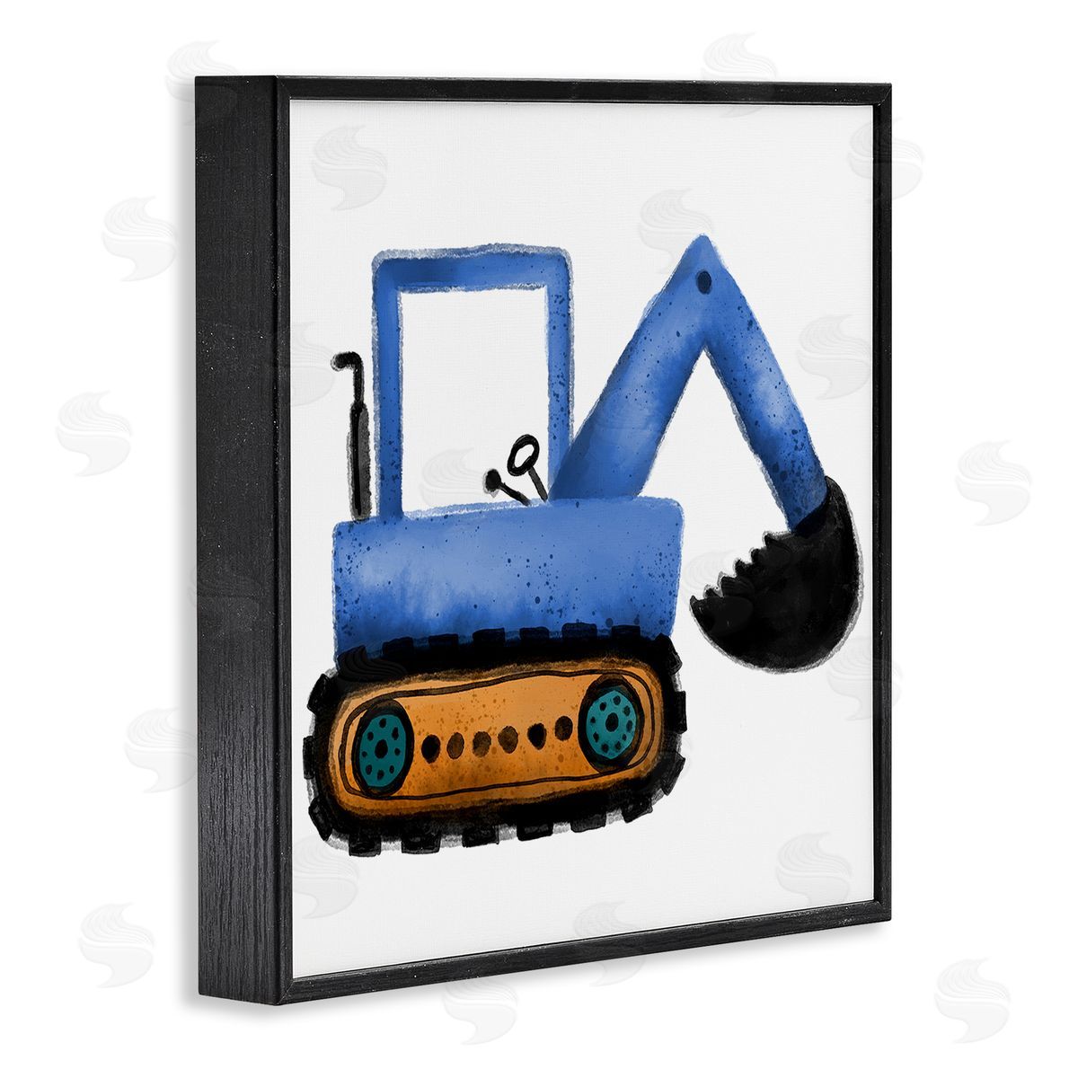 Elizabeth Medley Blue Simple Bulldozer Black Framed Giclee Wall Art Print
