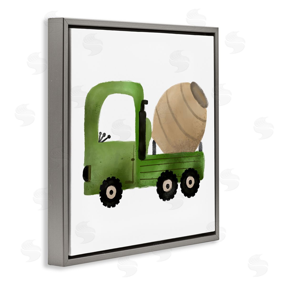 Elizabeth Medley Construction Truck Vehicle Gray Floating Frame Canvas Wall Art Print