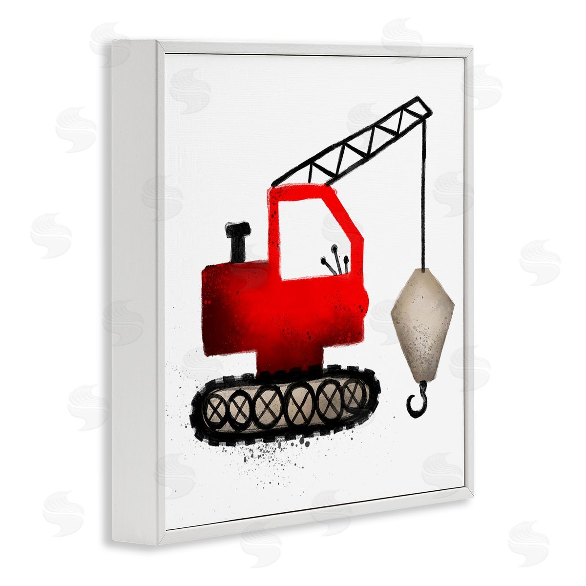 Elizabeth Medley Red Construction Vehicle White Framed Giclee Wall Art Print