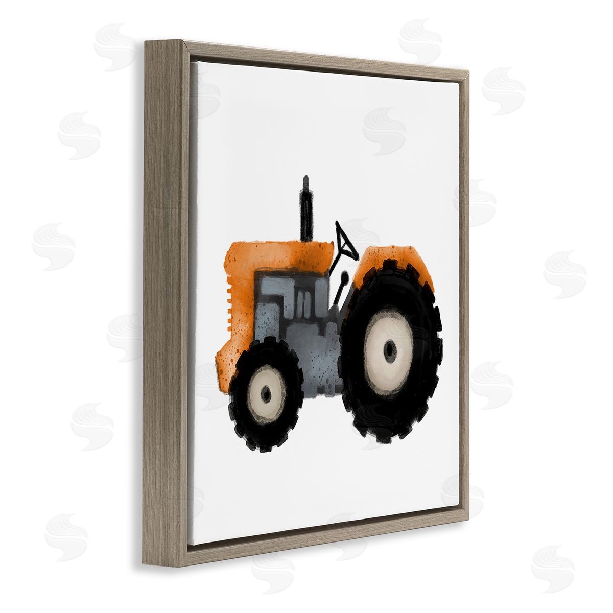 Elizabeth Medley Farm Tractor Vehicle Brown Floating Frame Canvas Wall Art Print