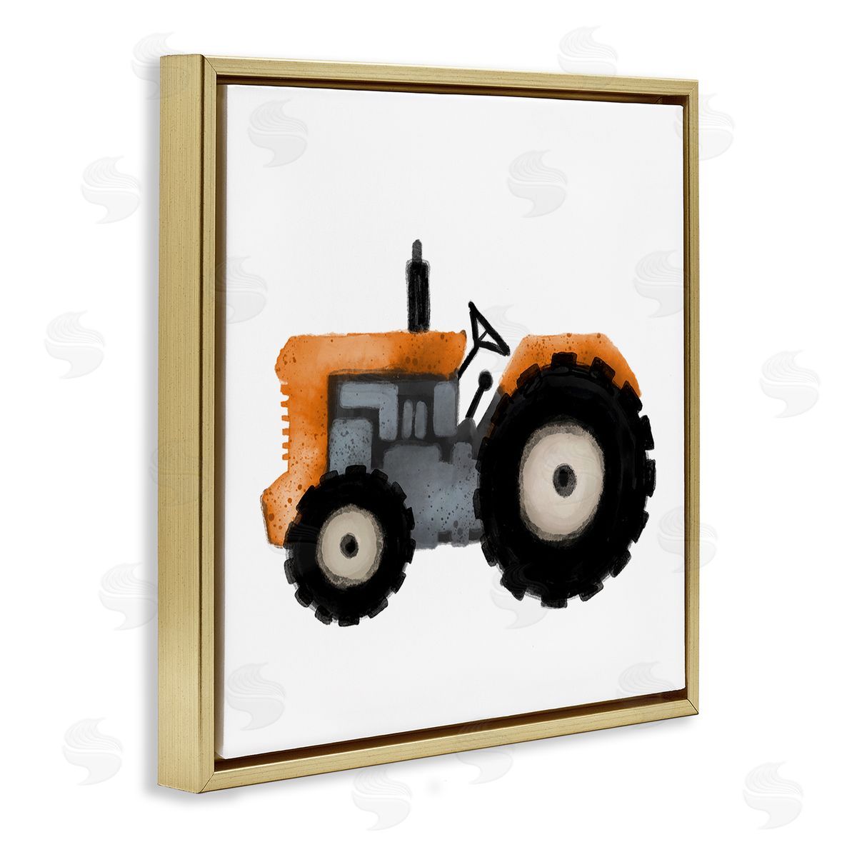 Elizabeth Medley Farm Tractor Vehicle Gold Floating Frame Canvas Wall Art Print