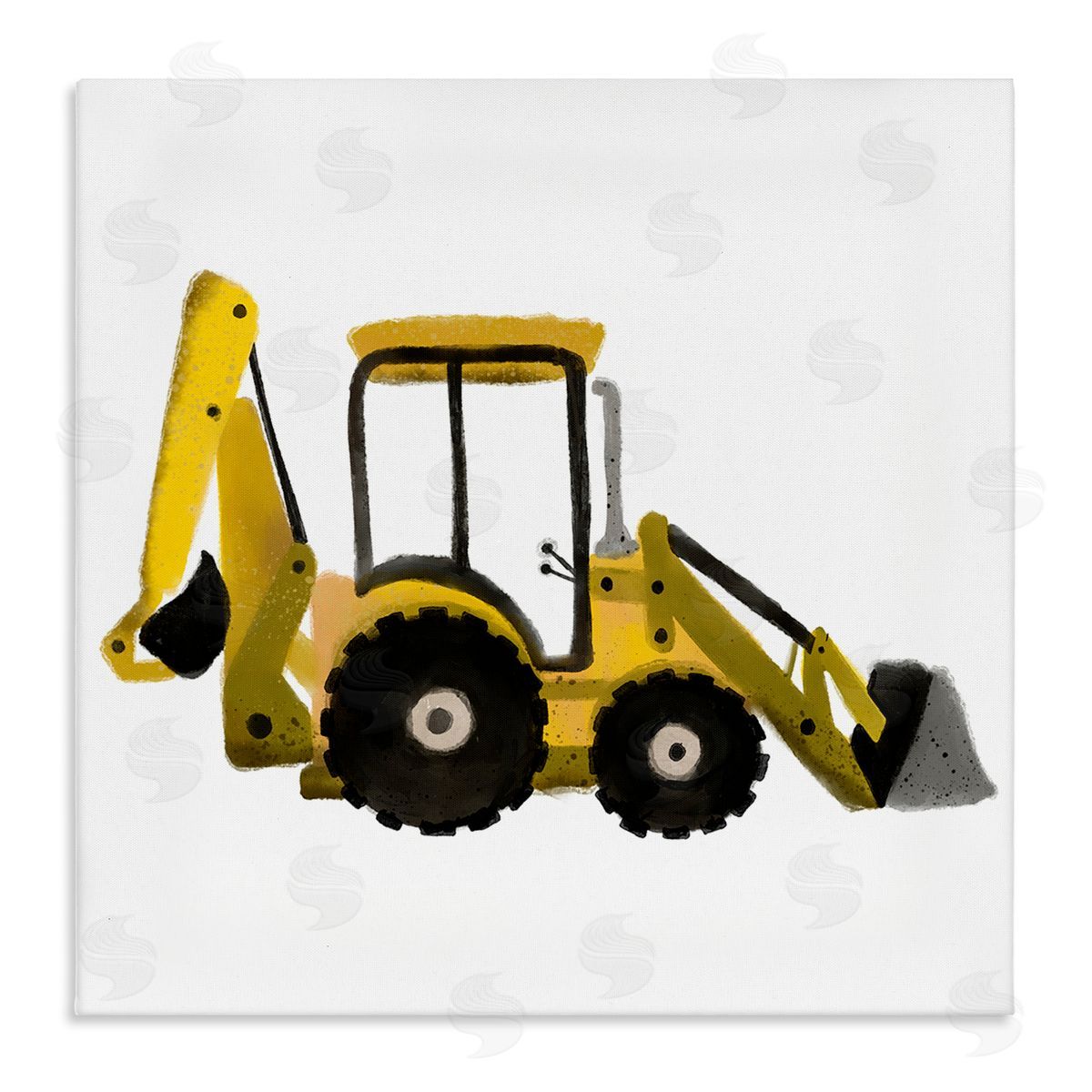 Elizabeth Medley Yellow Simple Bulldozer Canvas Wall Art Print