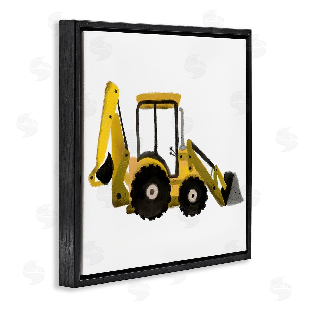 Elizabeth Medley Yellow Simple Bulldozer Black Floating Frame Canvas Wall Art Print