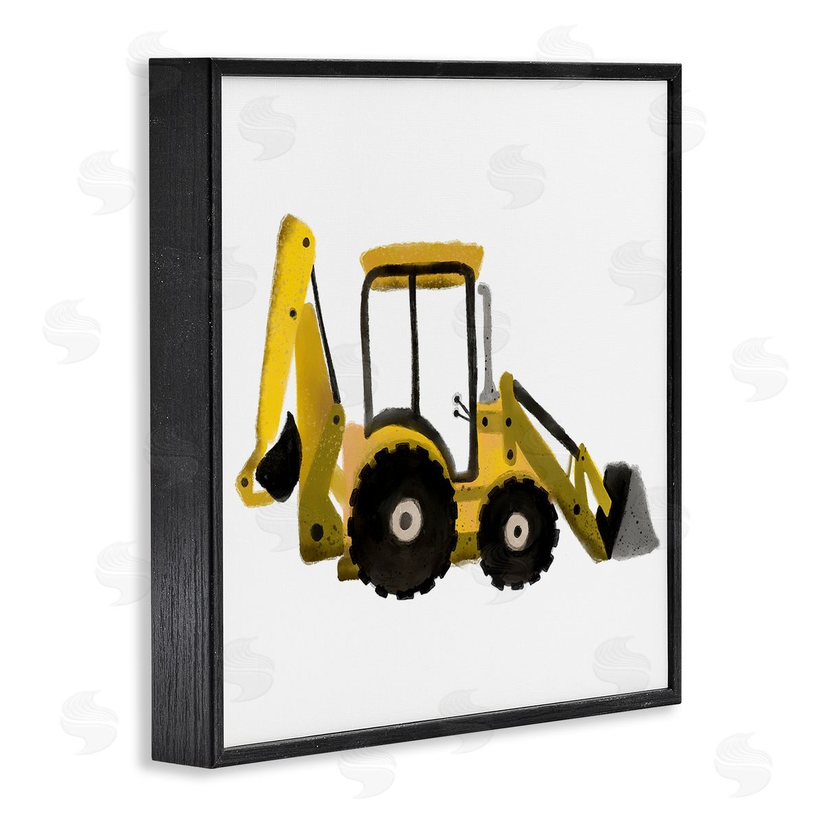Elizabeth Medley Yellow Simple Bulldozer Black Framed Giclee Wall Art Print