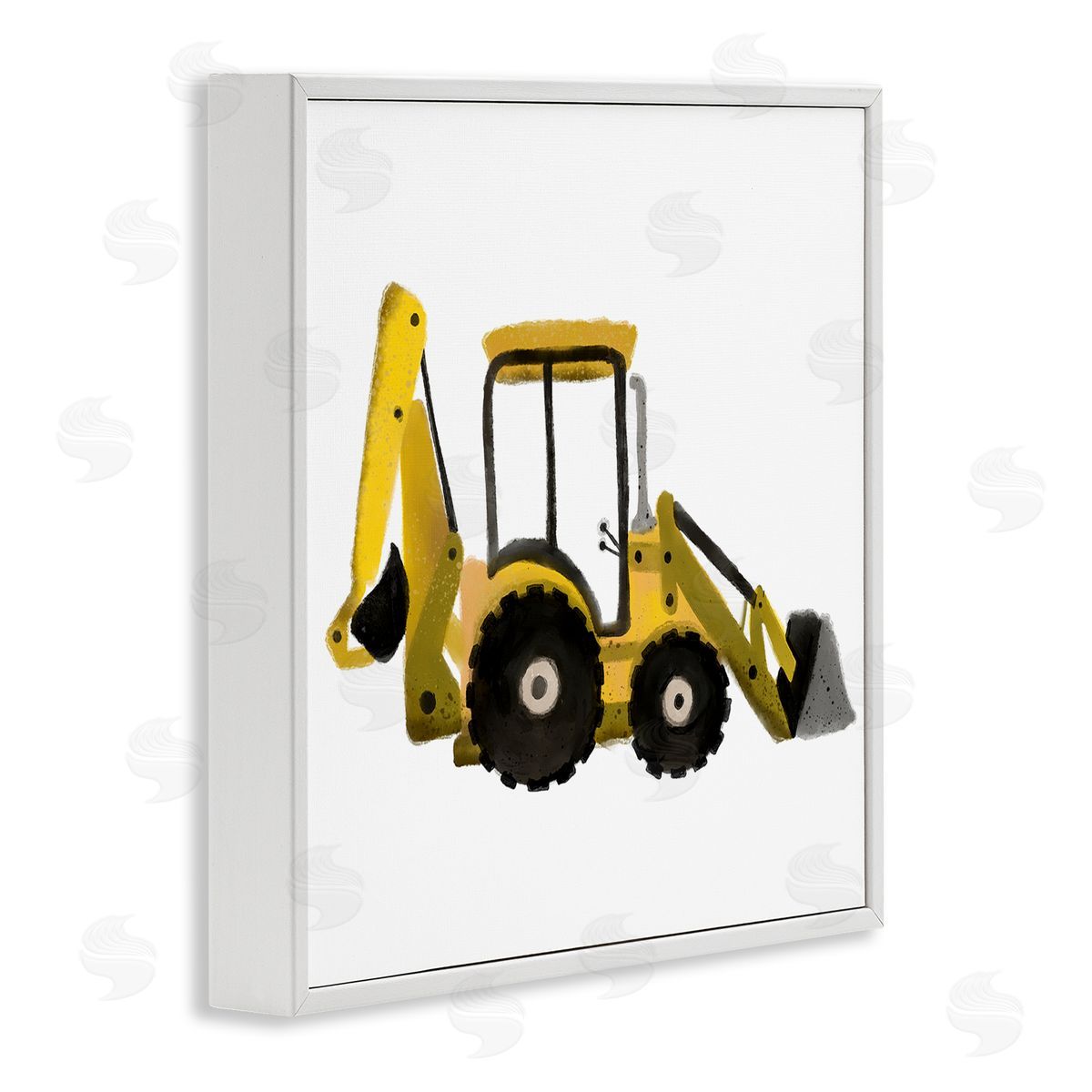 Elizabeth Medley Yellow Simple Bulldozer White Framed Giclee Wall Art Print