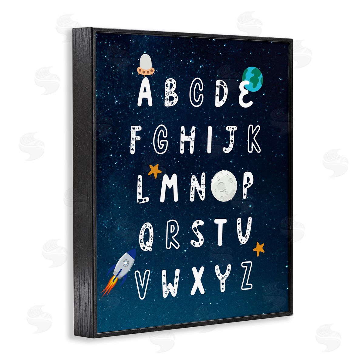 Astronomy Alphabet Chart Black Frame Print Wall Art, Home Decor by Daniela Santiago