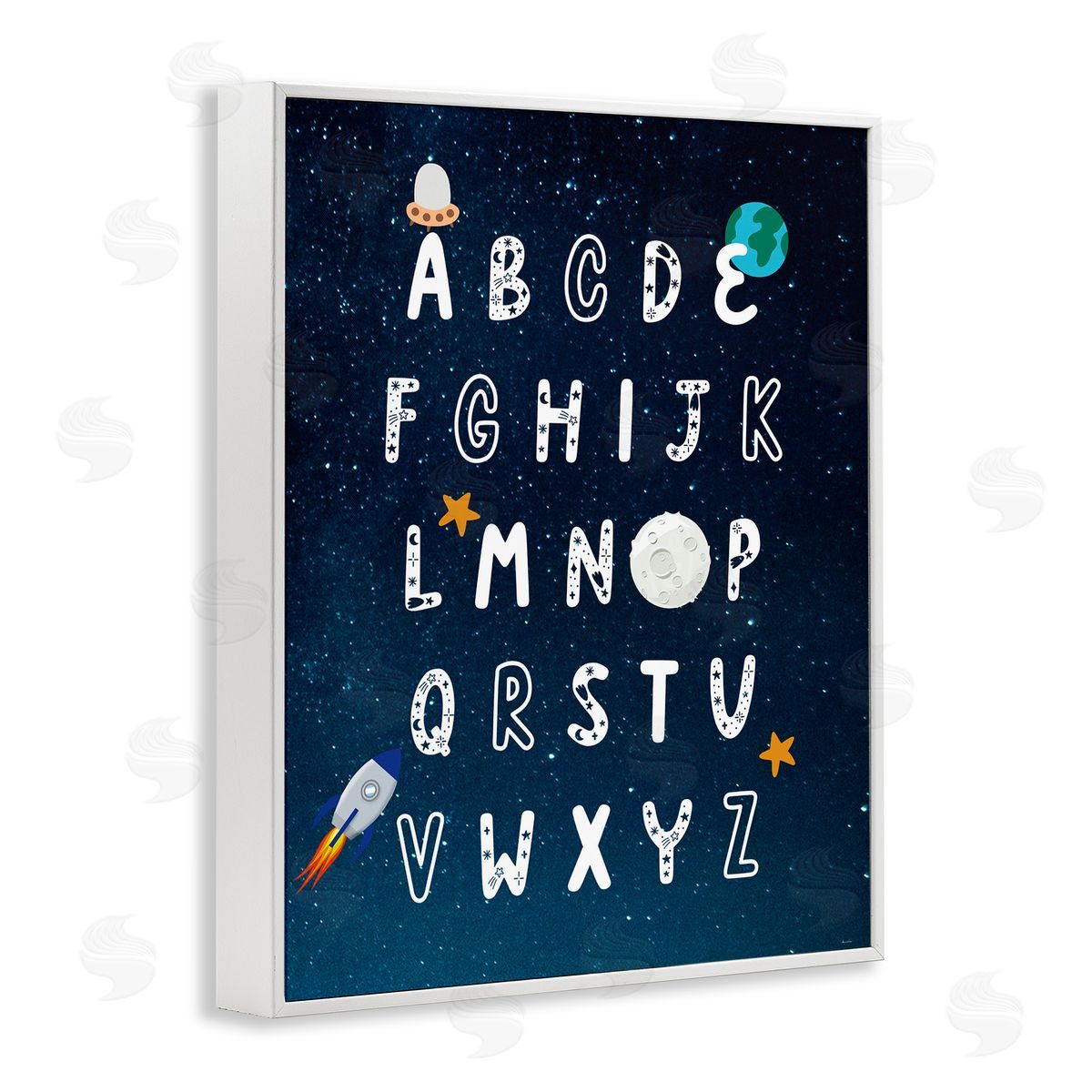 Astronomy Alphabet Chart White Frame Print Wall Art, Home Decor by Daniela Santiago