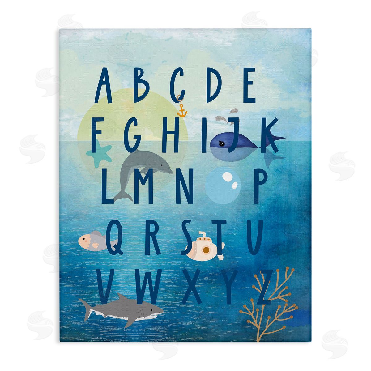 Sea Creatures Alphabet Canvas Wall Art, Home Decor by Daniela Santiago